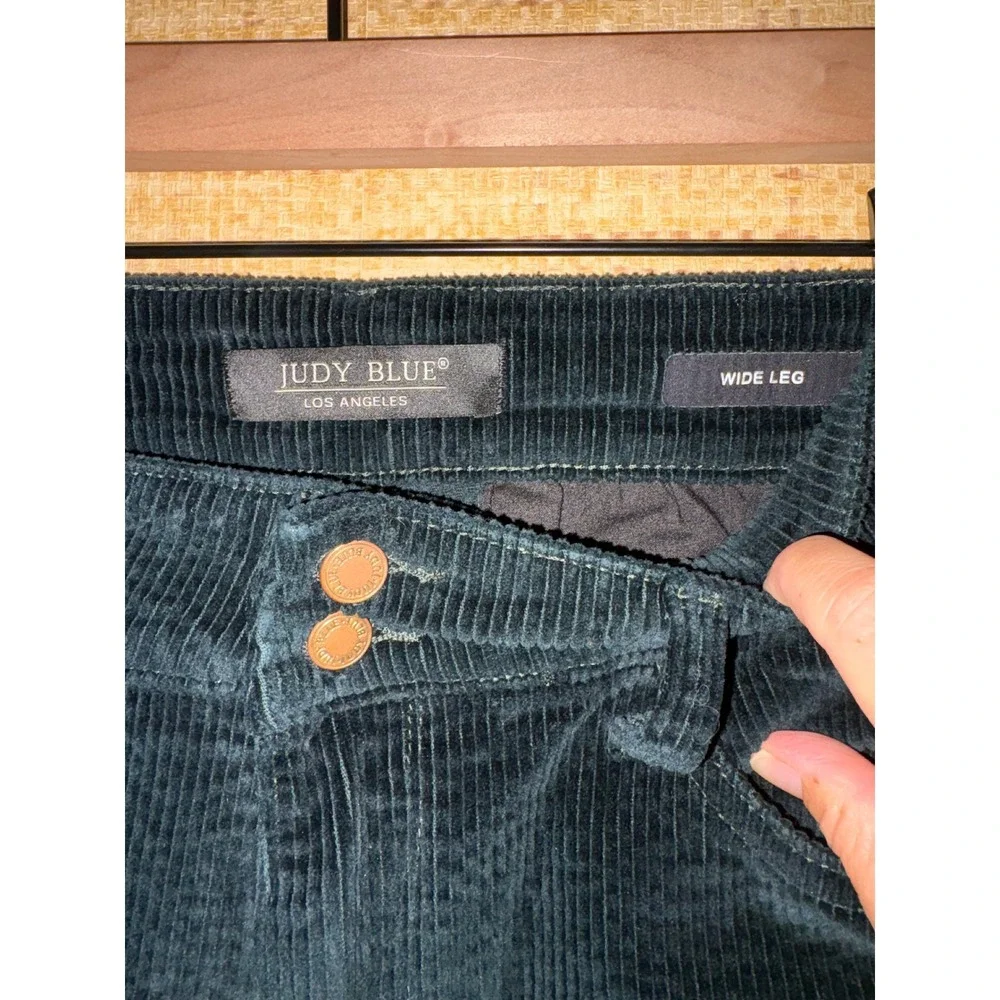 Judy Blue Forest Green Corduroy Wide Leg Pants High Rise Size 13/31